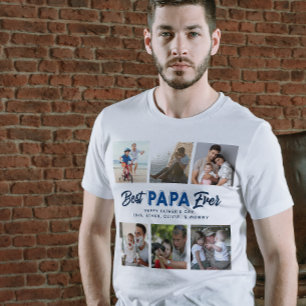 Individuelles Vatertags-Fotocollage Bester Papa Al T-Shirt