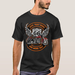 Individuelles Vintage-Motorrad Route 66 Flügel Des T-Shirt