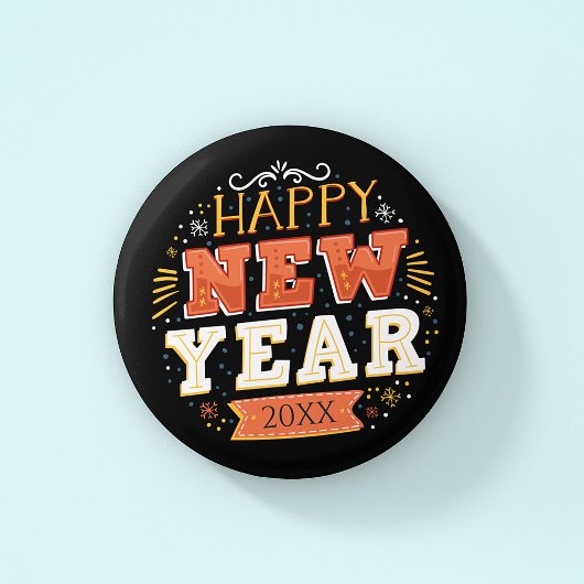 Individuelles Vintage Silvester Design Einzigartig Button