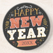 Individuelles Vintage Silvester Design Einzigartig Getränkeuntersetzer (Vorne)