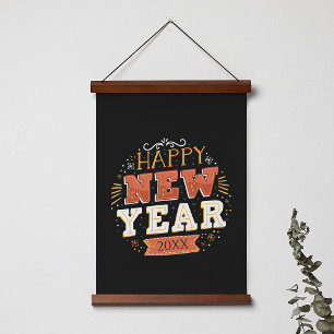 Individuelles Vintage Silvester Design Einzigartig Wandteppich Mit Holzrahmen