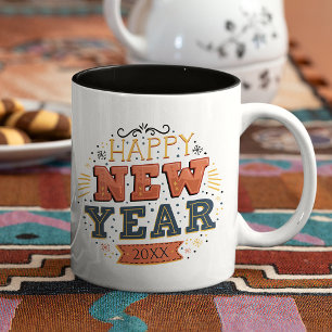 Individuelles Vintage Silvester Design Einzigartig Zweifarbige Tasse