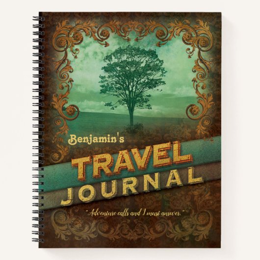 Individuelles Vintage Travel Journal Notizblock (Vorderseite)