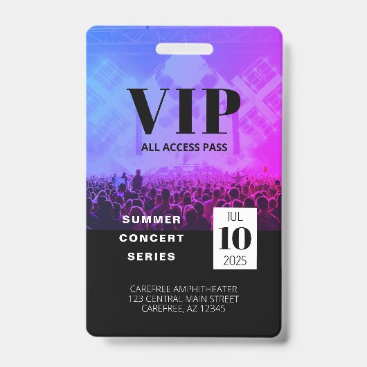 Individuelles VIP All Access Concept Abzeichen Ausweis (Vorderseite)