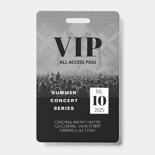 Individuelles VIP All Access Concept Abzeichen Ausweis (Vorderseite)