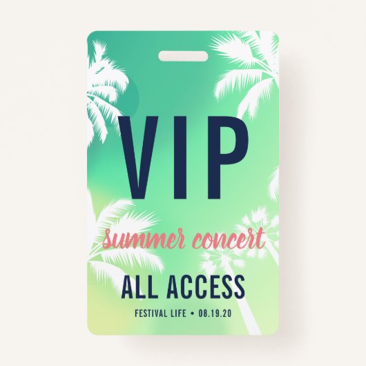 Individuelles VIP All Access Konzert Ausweis (Vorderseite)