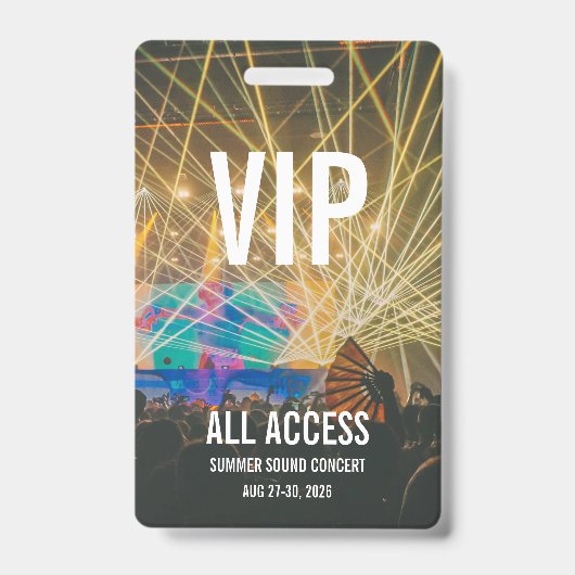 Individuelles VIP All Access Pass Konzert Abzeiche Ausweis (Vorderseite)