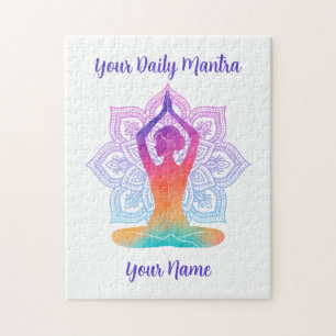 Individuelles Yoga-Puzzle mit Namen und Mantra Puzzle