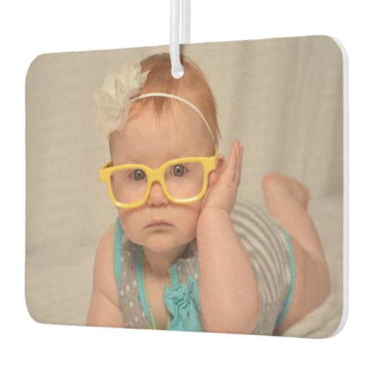Individuelles zweiseitiges Baby Foto Personalisier Autolufterfrischer (Links)