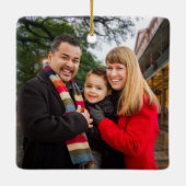 Individuelles zweiseitiges Foto Red Truck Weihnach Keramikornament (Rückseite)