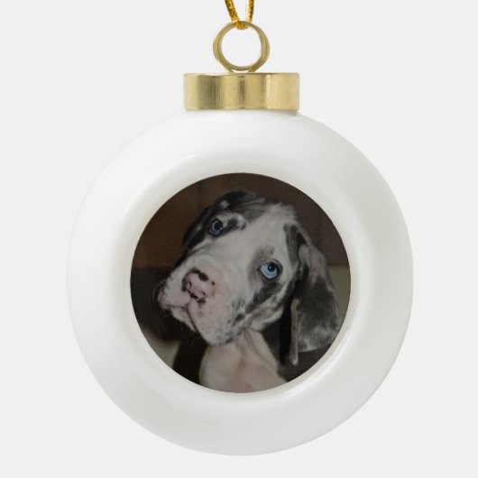 individuoder mit Dogge Keramik Kugel-Ornament (Vorderseite)