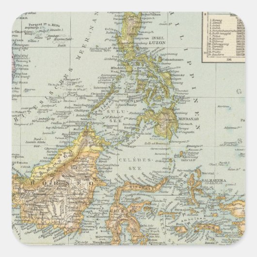 Indo China und Malaysischer Archipel Quadratischer Aufkleber (Vorderseite)