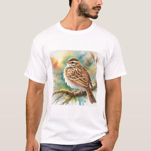 Indochinese Lark 241024AREF124 - Watercolor T-Shirt (Vorderseite)