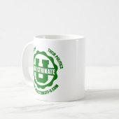 "Indoctrinate u-" Strahlungs-Logo-Tasse Kaffeetasse (Vorderseite Links)