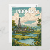 Indonesia Illustration Travel Art Vintage Postkarte (Vorne/Hinten)