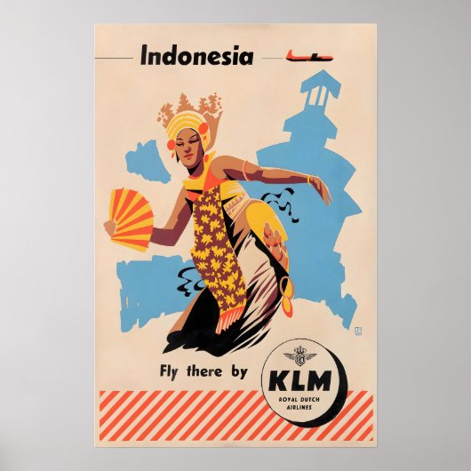 Indonesia Print Indonesian Art KLM Travel Poster  (Vorne)