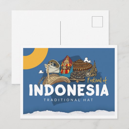 Indonesia Traditional Hat Travel Postkarte (Vorne/Hinten)