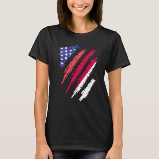 Indonesian American Patriot Grown Heart Flag Strip T-Shirt (Vorderseite)