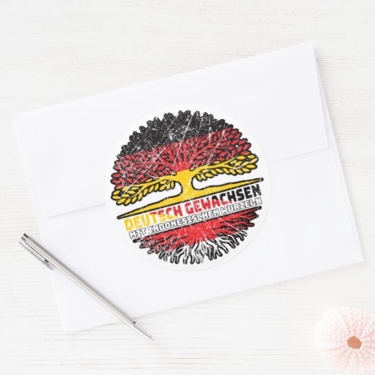 Indonesien Deutsch Deutschland Baum Runder Aufkleber (Umschlag)