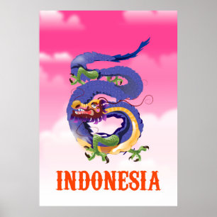 Indonesien-Drache Retro-Reiseplakat Poster