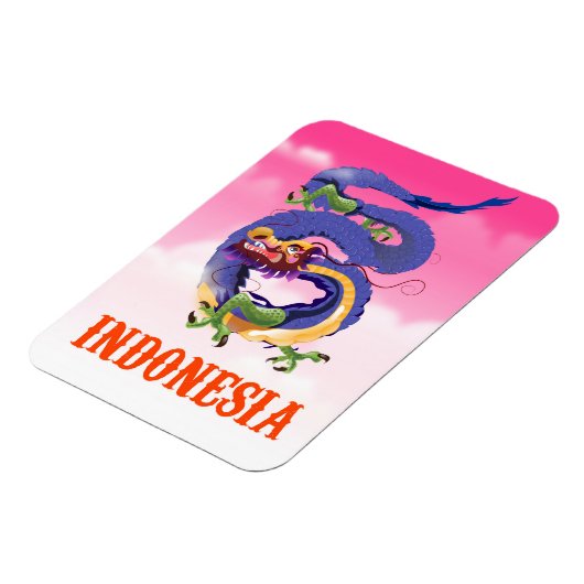 Indonesien-Drache Retro-Reiseposter Magnet (Linke Seite)