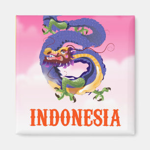 Indonesien Dragon Retroposter Magnet
