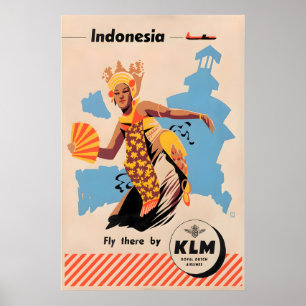 Indonesien Druck indonesische Kunst KLM Reise Post Poster