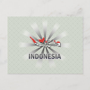 Indonesien Flag Map 2.0 Postkarte