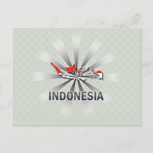 Indonesien Flag Map 2.0 Postkarte (Vorderseite)