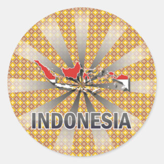 Indonesien Flag Map 2.0 Runder Aufkleber