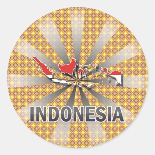 Indonesien Flag Map 2.0 Runder Aufkleber (Vorderseite)