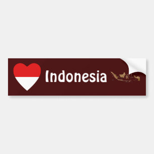 Indonesien-Flagge Herz + Karte Aufkleber Autoaufkleber
