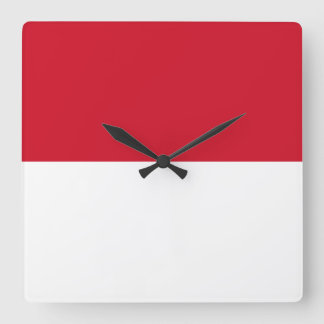 Indonesien-Flagge Quadratische Wanduhr