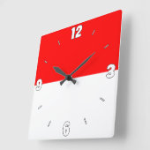 Indonesien Flaggennummern Red White Patriotic  Quadratische Wanduhr (Winkel)