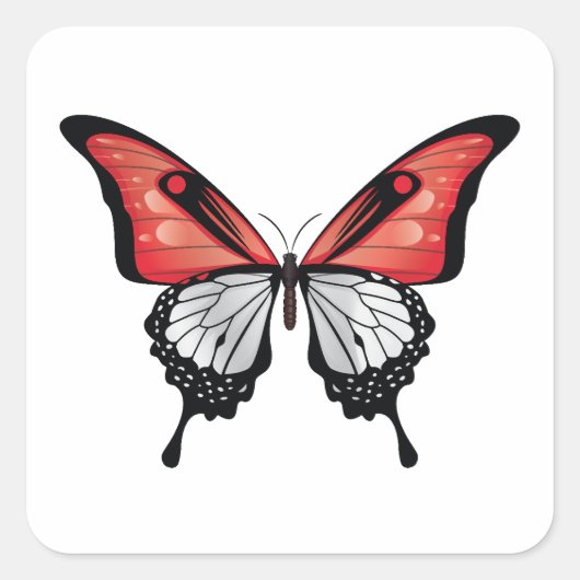Indonesien Frack Butterfly Flag Quadratischer Aufkleber (Vorderseite)