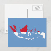 Indonesien ID, Jakarta, Flaggenkarte Postkarte (Vorne/Hinten)