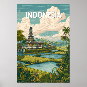 Indonesien Illustration Reise Kunst Vintage Poster