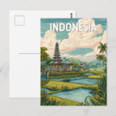 Indonesien Illustration Reise Kunst Vintage Postkarte (Vorne/Hinten)