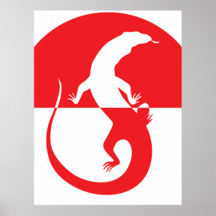 Indonesien Komodo Dragon Monitor Indonesisch Poster