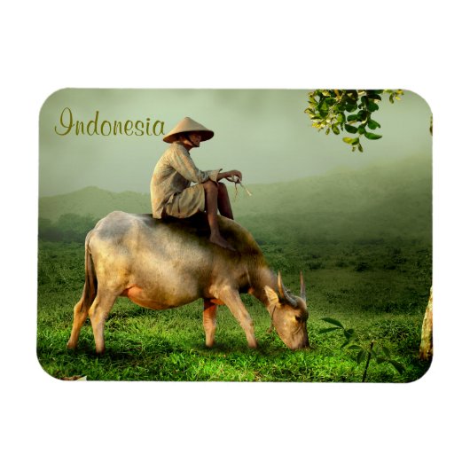 Indonesien Landschaftliche Landschaft mit Buffalo Magnet (Horizontal)