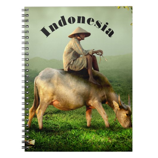 Indonesien Landschaftliche Landschaft mit Buffalo  Notizblock (Vorderseite)