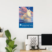Indonesien Reiseplakat Bugis Volk Kunst Buginese Poster (Heimbüro)
