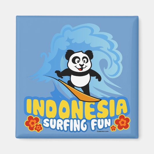 Indonesien Surfing Panda Magnet (Vorne)