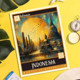 Indonesien   Vintage Malerei Postkarte
