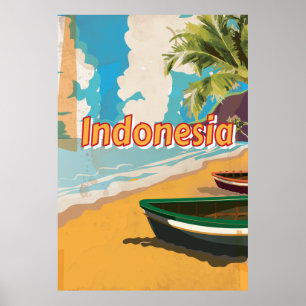 Indonesien Vintage-Urlaubsposter Poster