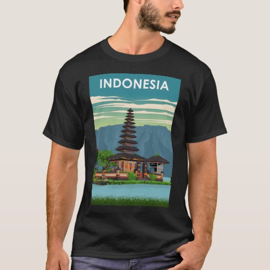 Indonesien Vintages Minimal Retro Travel Poster T-Shirt (Vorderseite)