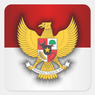 Indonesienflagge und -emblem quadratischer aufkleber