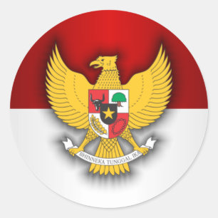 Indonesienflagge und -emblem runder aufkleber