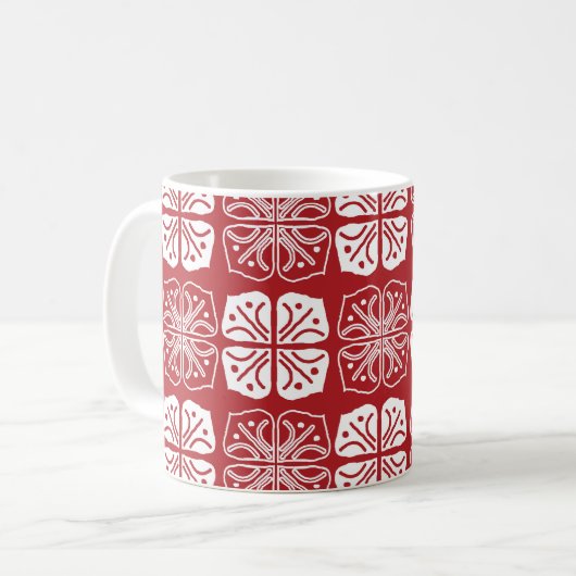 Indonesisch Batik Kawung Gurda Design Kaffeetasse (Vorderseite Links)