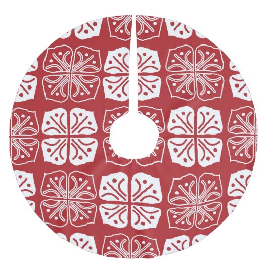 Indonesisch Batik Kawung Gurda Design Polyester Weihnachtsbaumdecke (Vorderseite)